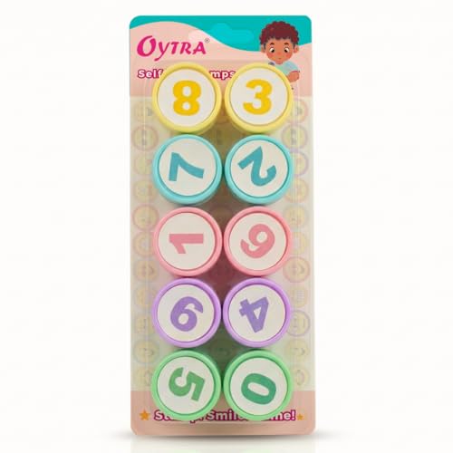 Oytra Stamps for Kids Number Set of 10 Stationery Rubber Stamp for Reward Teachers Students Scrapbooking Art Craft Birthday Gift - Image 1