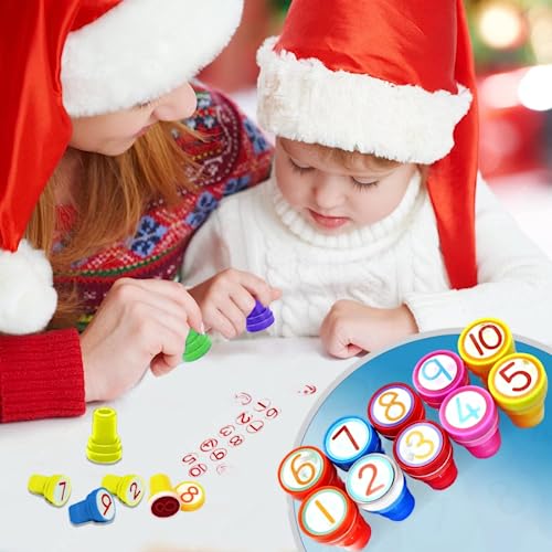 Oytra Stamps for Kids Number Set of 10 Stationery Rubber Stamp for Reward Teachers Students Scrapbooking Art Craft Birthday Gift - Image 2