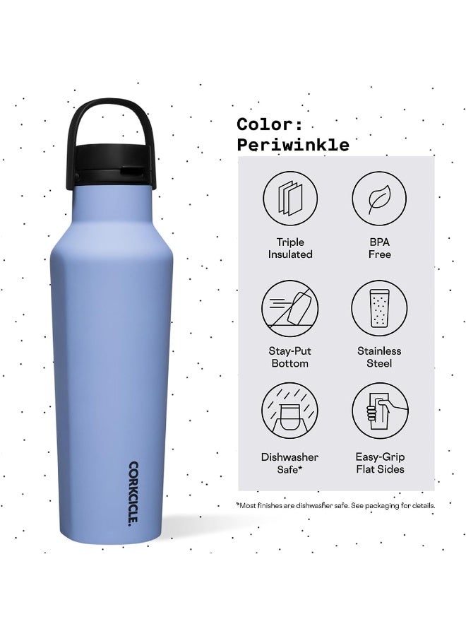 Corkcicle Insulated Canteen Travel Water Bottle, Triple Insulated Stainless Steel, Easy Grip Straw Mouth, Keeps Beverages Cold for 25 Hours or Warm for 12 Hours, 20oz, Periwinkle - Image 4