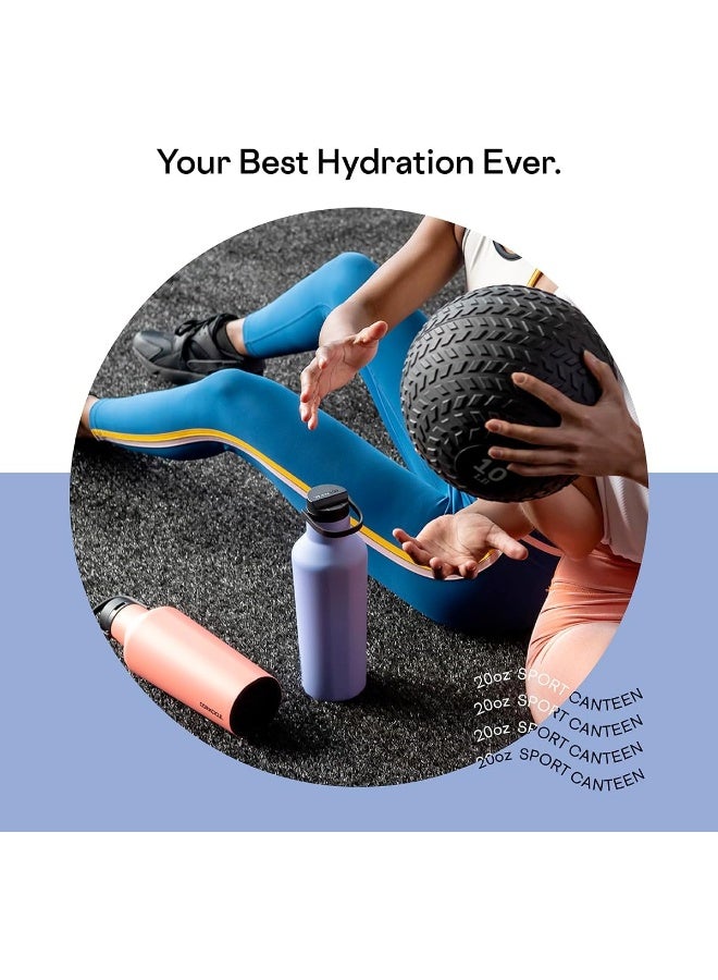 Corkcicle Insulated Canteen Travel Water Bottle, Triple Insulated Stainless Steel, Easy Grip Straw Mouth, Keeps Beverages Cold for 25 Hours or Warm for 12 Hours, 20oz, Periwinkle - Image 3