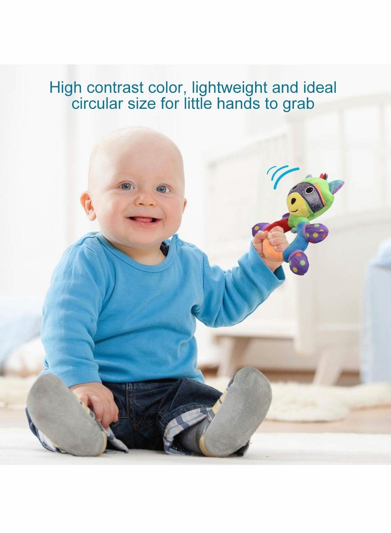 SYOSI Baby Rattles Baby Hand Ringing 2Pcs Baby Grabs The Bell Plush Toys Girl Boy Learning Toy Newborn Soft Handbell Grab Shaker Crinkle Squeaky Sensory Travel Accessories for 0 3 6 9 12 Months Old  - Image 3