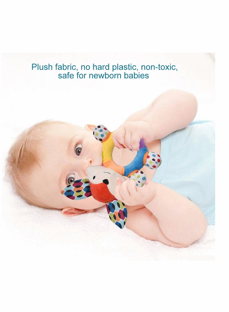 SYOSI Baby Rattles Baby Hand Ringing 2Pcs Baby Grabs The Bell Plush Toys Girl Boy Learning Toy Newborn Soft Handbell Grab Shaker Crinkle Squeaky Sensory Travel Accessories for 0 3 6 9 12 Months Old  - Image 4