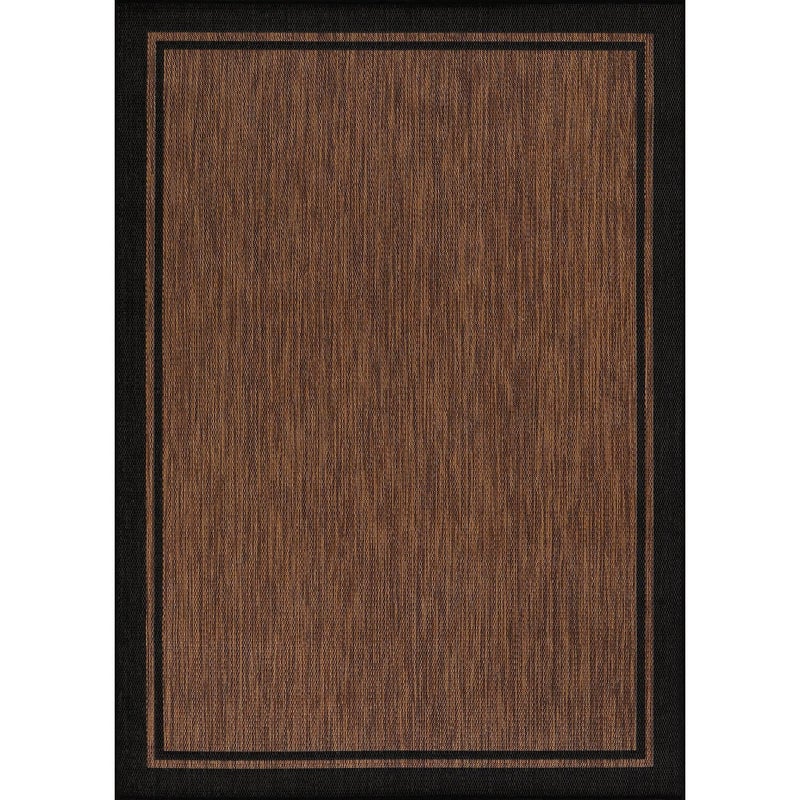 CAMILSON Indoor Outdoor Rug, 8x10 Bordered Nut Brown Black Modern Area Rugs for Indoor and Outdoor Patios, Kitchen and Hallway Mats, Washable Porch Deck Outside Carpet (Bordered Nut Brown, 8 x 10) - Image 2