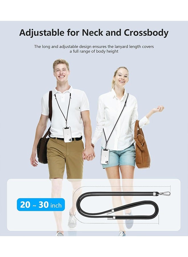 مجموعة من 2 حبل للهاتف المحمول عالميًا لجراب الهاتف الكامل، حبل للهاتف المحمول حول الجسم، حمالة قلادة معلقة حول الرقبة، حزام كتف قابل للتعديل (أسود، رمادي) - Image 2