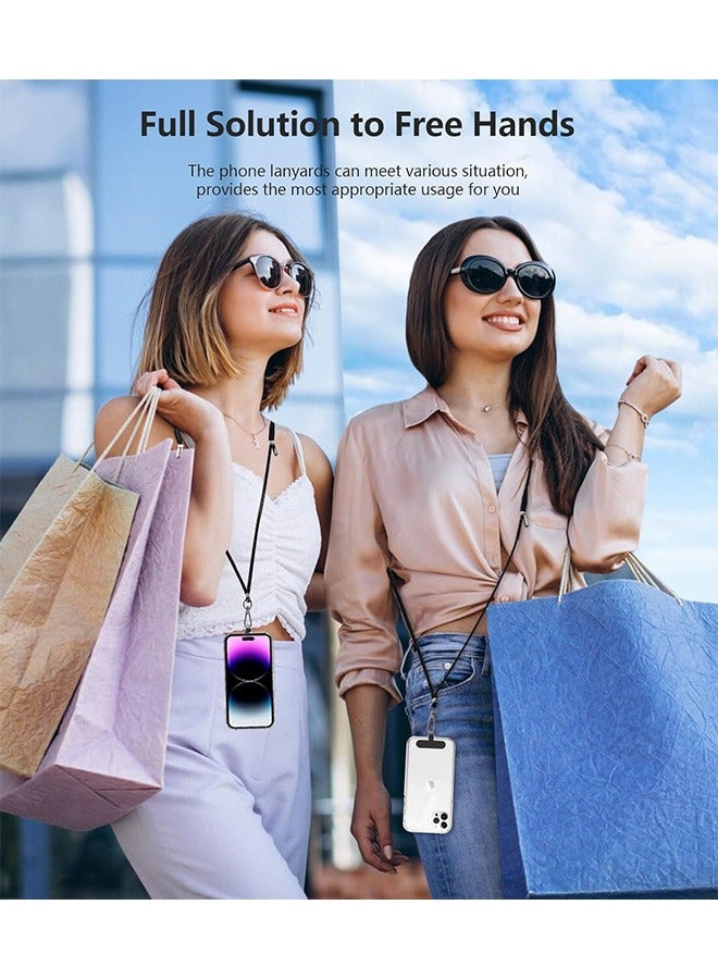 مجموعة من 2 حبل للهاتف المحمول عالميًا لجراب الهاتف الكامل، حبل للهاتف المحمول حول الجسم، حمالة قلادة معلقة حول الرقبة، حزام كتف قابل للتعديل (أسود، رمادي) - Image 3