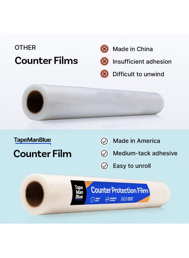 TapeManBlue Countertop Protection Film, 24 inch x 600', Made in USA, Self Adhesive Clear Countertop Protector, Clean Removal Surface Protection Film for Kitchen Counters, Granite, Marble, Acrylic, Glass & Quartz - Image 4