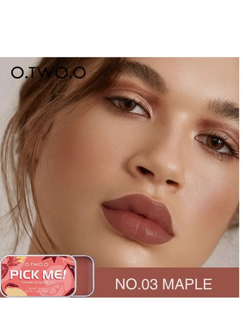 O.TWO.O O.TWO.O Pick Me Cheeks & Lips & Eyes Secret Crush 03 Maple 10g  - Image 1