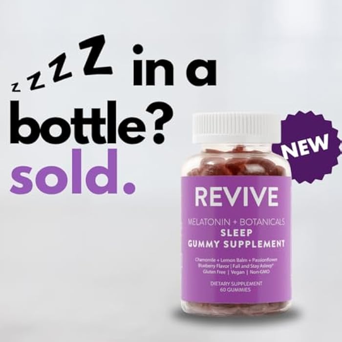 REVIVEEO Melatonin & Botanicals Sleep Gummy Supplement by Revive Essential Oils with Chamomile, Lemon Balm & Passionflower - 5 mg Melatonin - Blueberry Flavored - Image 5