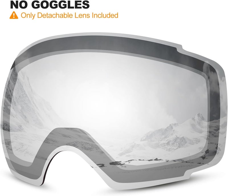 Odoland Magnetic Interchangeable Ski Goggles with 2 Lens, Large Spherical Frameless Snow Snowboard Goggles for Men Women - Image 2