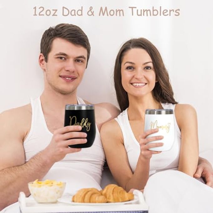 Suhctuptx New Mom Gifts for Women, Luxury Pregnancy Gift for New Parents Gender Reveal Gifts Elephant Baby Sets w/Mom Dad Tumbler Newborn Essentials for First Time Moms, Expecting Parents to Be, Baby Shower - Image 3