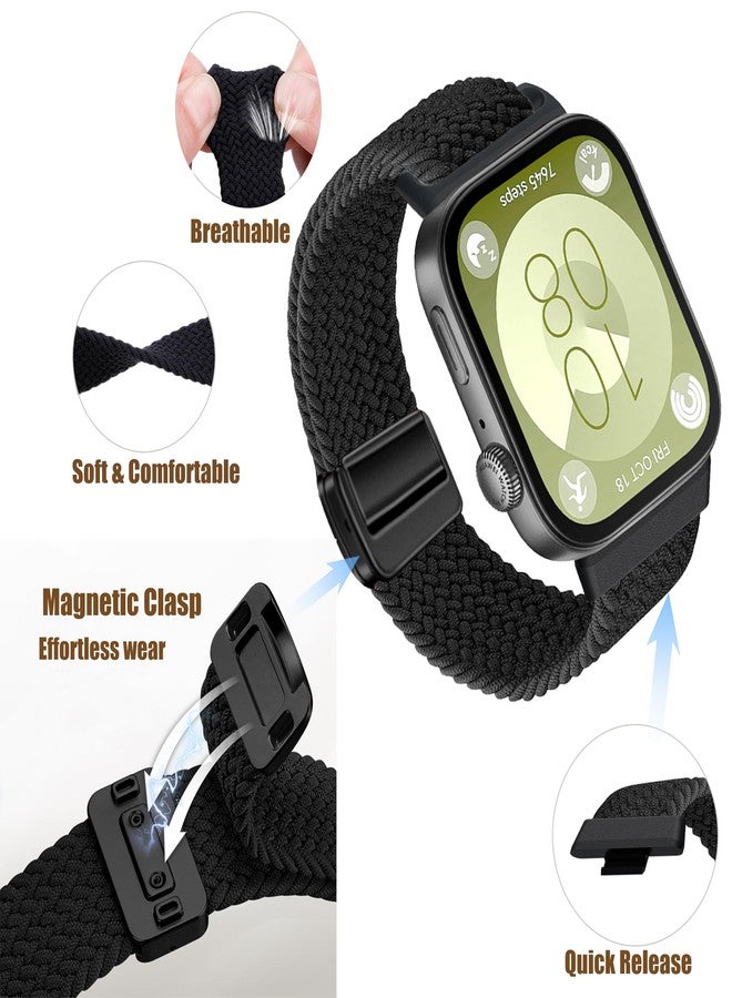 LeyuBand Nylon Braided Magnetic Bands Compatible with HuaweiH Watch Fit 3/Fit 4/Fit 4 Pro,Soft Nylon Sport Replacement Band for Women Men - Image 3