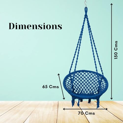 Swingzy Swing for Adults/Cotton Round Swing for Adults/Jhula for Adults/Perfect Round-Shaped Swing Chair/Swing for Balcony(Color - Blue, Without Accessories) - Image 2