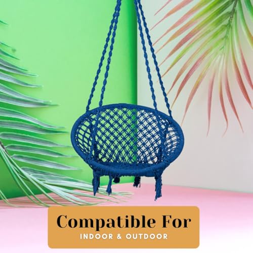 Swingzy Swing for Adults/Cotton Round Swing for Adults/Jhula for Adults/Perfect Round-Shaped Swing Chair/Swing for Balcony(Color - Blue, Without Accessories) - Image 4