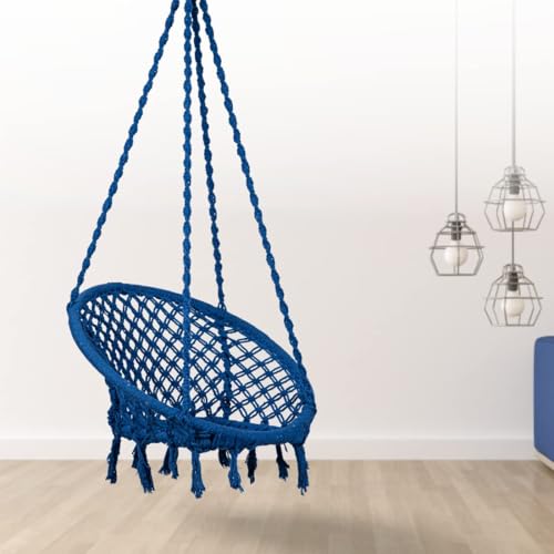 Swingzy Swing for Adults/Cotton Round Swing for Adults/Jhula for Adults/Perfect Round-Shaped Swing Chair/Swing for Balcony(Color - Blue, Without Accessories) - Image 1