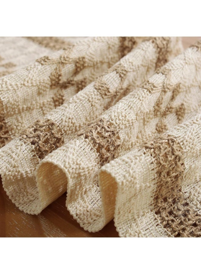Arabest Boho Table Runner with Tassels 12 x 72 Inches Long, Cream & Brown Rustic Farmhouse Table Runner with Tassels for Home Kitchen Holiday Party and Wedding Decor Runner, Patchwork style - Image 5