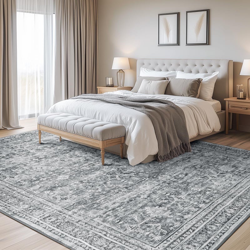Lofus 8x10 Area Rug for Living Room,Grey Washable Large Rugs with Non-Slip Backing,Soft Neutral Carpets for Bedroom Dining Room Home Office Indoor Nursery - Image 2