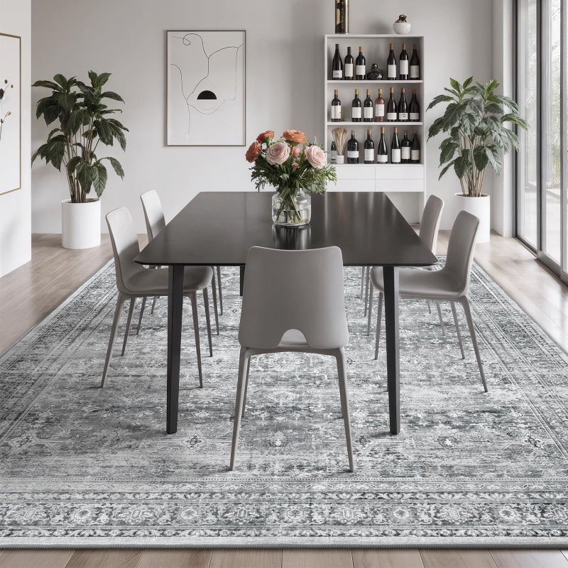 Lofus 8x10 Area Rug for Living Room,Grey Washable Large Rugs with Non-Slip Backing,Soft Neutral Carpets for Bedroom Dining Room Home Office Indoor Nursery - Image 3