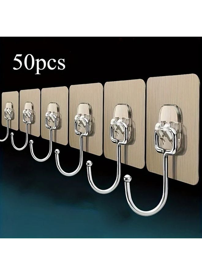 50pcs Ultra Strong Adhesive Wall Hooks Transparent Reusable Waterproof Oilproof - Image 1