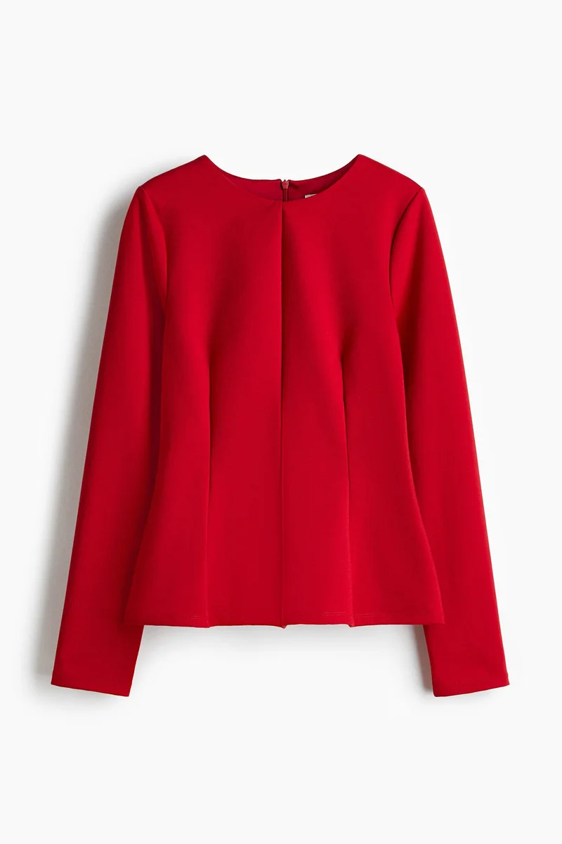 اتش اند ام بلوزة جيرسيه بحافة بيبلوم