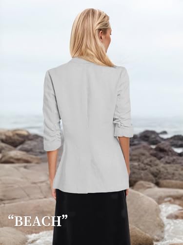 Mina Self Gray Blazer Women Grey Blazer for Women 3/4 Sleeve Lightweight Blazers Jacket for Business Casual Fashion Fall Winter Clothes Outfits Light Gray M - Image 5