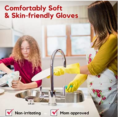 Ekon Combo Of 3 Latex Non Slip Multipurpose Heavy Duty Reusable Safety Rubber Hand Gloves For Chemical Resistance Protective Lab Gardening Industrial Building Construction Agriculture Work Yellow - Image 4