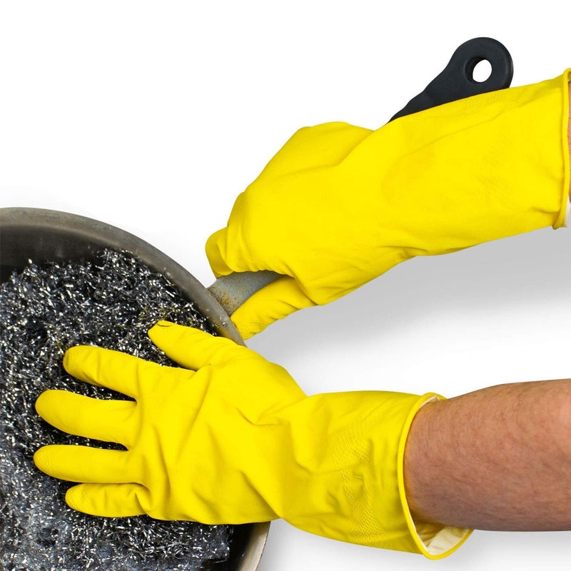 Ekon Combo Of 3 Latex Non Slip Multipurpose Heavy Duty Reusable Safety Rubber Hand Gloves For Chemical Resistance Protective Lab Gardening Industrial Building Construction Agriculture Work Yellow - Image 5