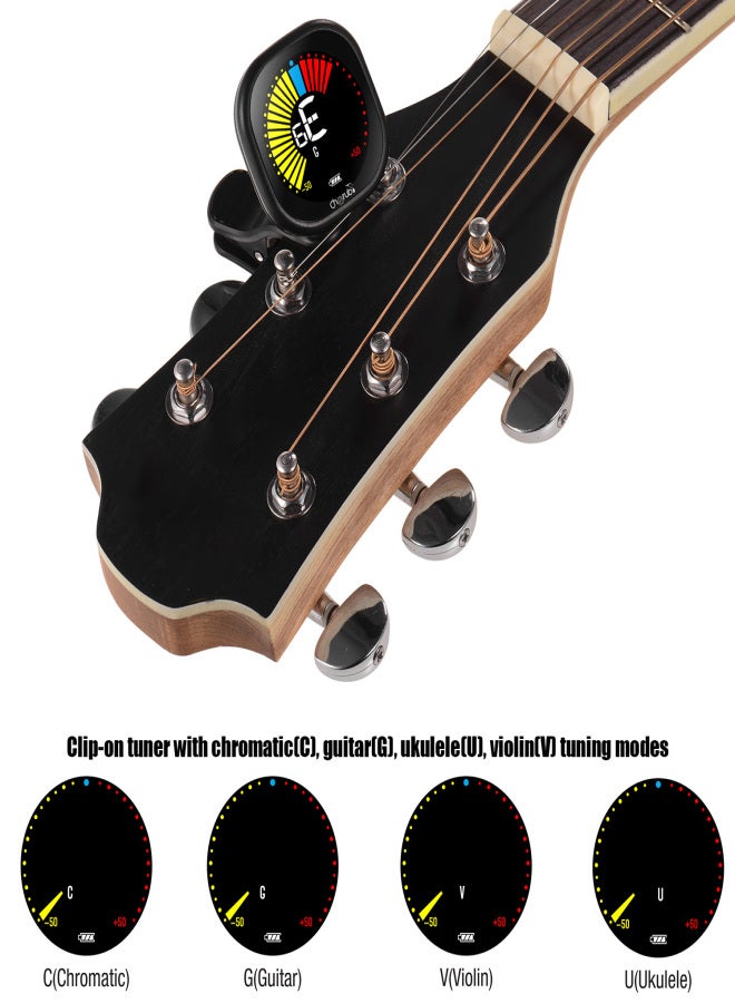 Cherub WST-670 Rechargeable Clip-on Guitar Tuner LCD Color Display for Chromatic Guitar Ukulele Violin Built-in Battery with USB Charging Cable - Image 3