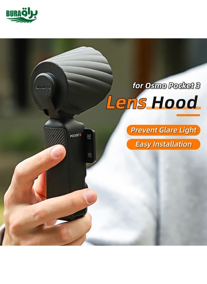 BURAQ For DJI OSMO Pocket 3 Sunnylife Sunshade Lens Protective Cover Hood (Black)  - Image 2