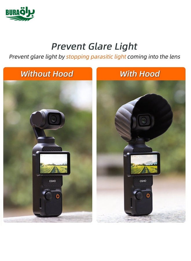 BURAQ For DJI OSMO Pocket 3 Sunnylife Sunshade Lens Protective Cover Hood (Black)  - Image 3
