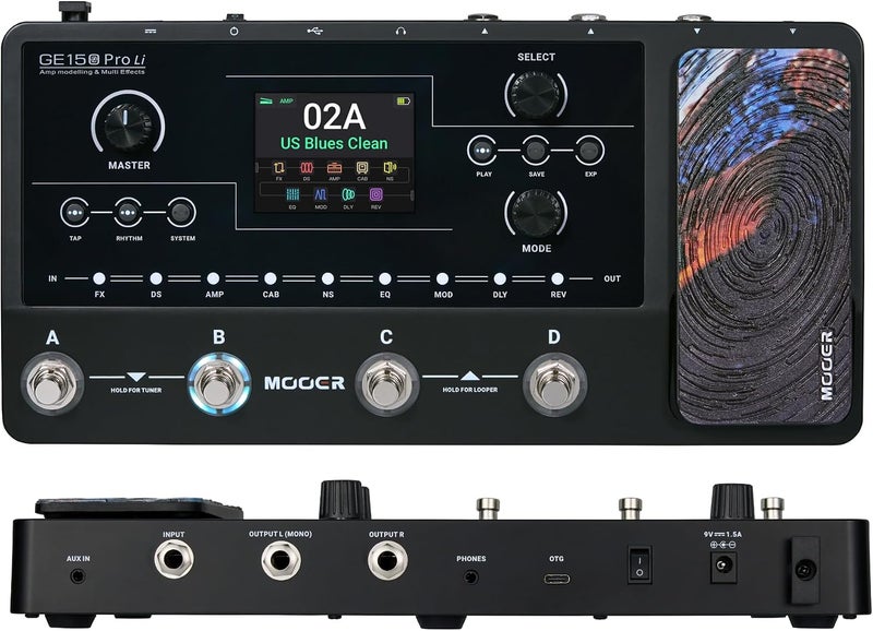 MOOER GE150 Pro Li Black Guitar Multi Effects Processor with Preamp and Cab Sim - Image 2