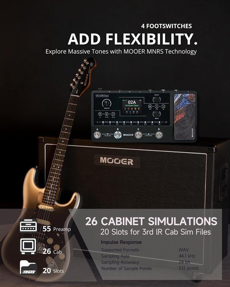 MOOER GE150 Pro Li Black Guitar Multi Effects Processor with Preamp and Cab Sim - Image 4