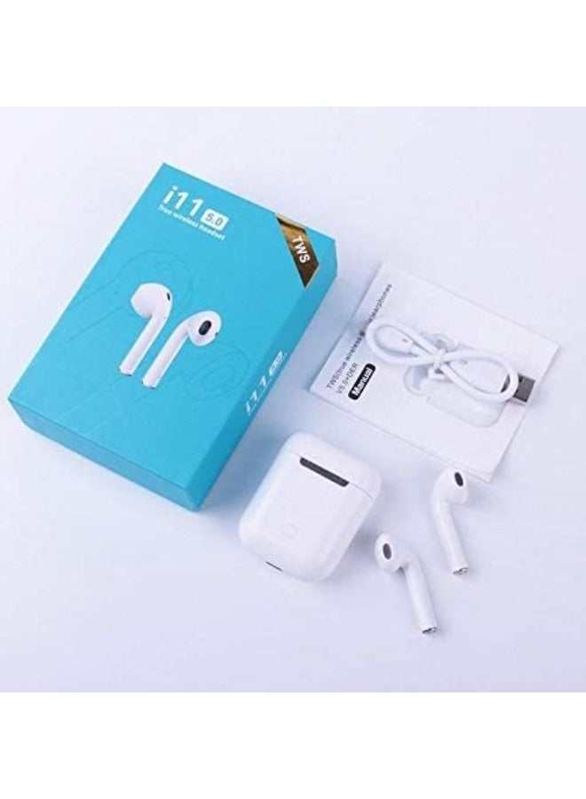 TWS i11 Bluetooth In-Ear Earphones with Charging Case, White - Image 2