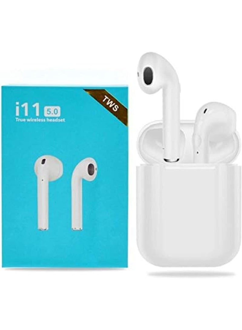 TWS i11 Bluetooth In-Ear Earphones with Charging Case, White - Image 1