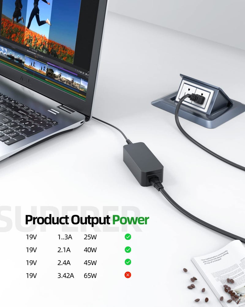 Superer شاحن تيار متردد 19 فولت مناسب لشاشة LG LED LCD بحجم 32 بوصة 32MA70HY-P 32MA68HY-P 32MP58HQ-W 32ML600M-B 32MP58HQ-P 32QK500-W 32GK650F-B 32LH570B مزود الطاقة كابل - Image 3