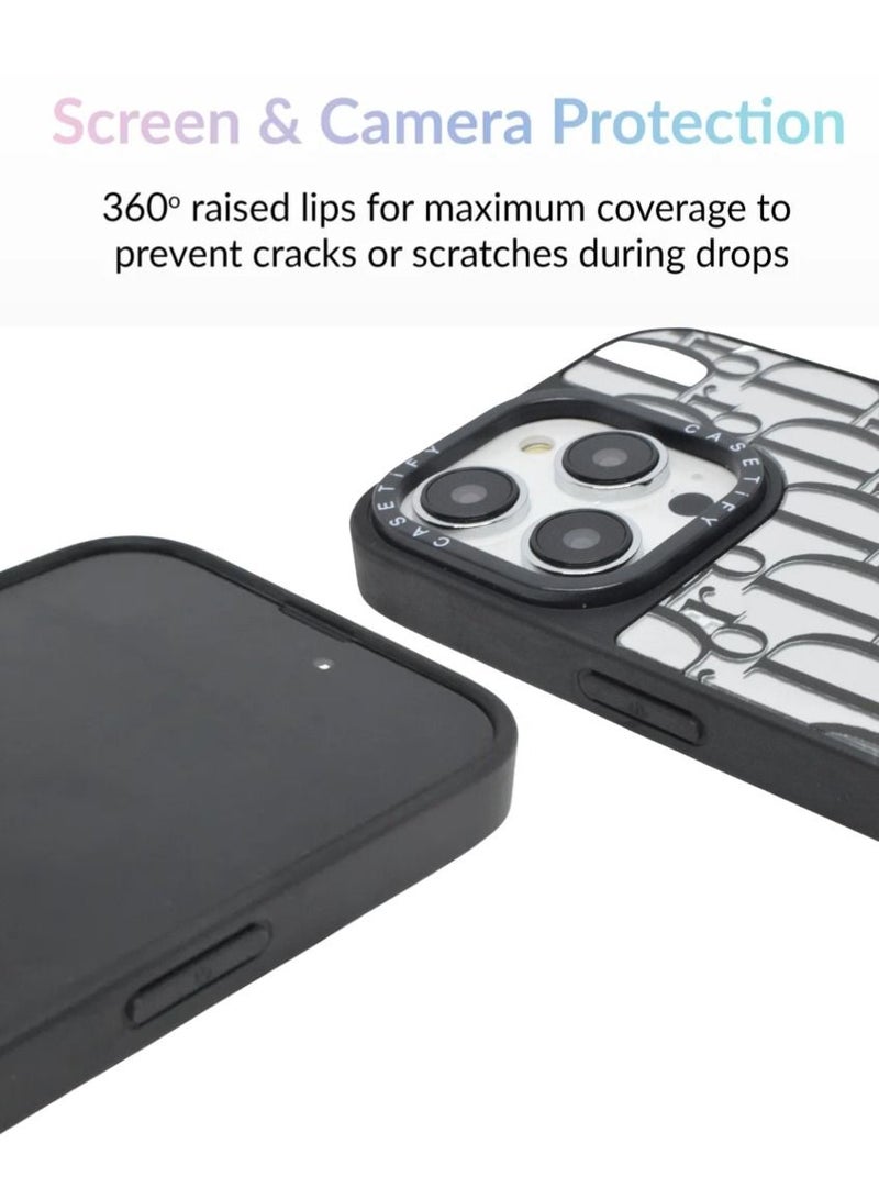 Casetify iPhone 14 Pro Cover Luxury Plating Embossed Hard Phone Case Tempered Glass Back Cover - Image 2