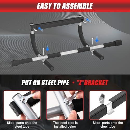 Esakoya Pull Up Bar for Doorway, Portable Pull-up Bar for Strength Training, Body Fitness Workout Bar With Thickened Steel, Indoor Chin-Up Bar&Upper Body Workout Bar Fitness Trainer for Home and Gym - Image 3