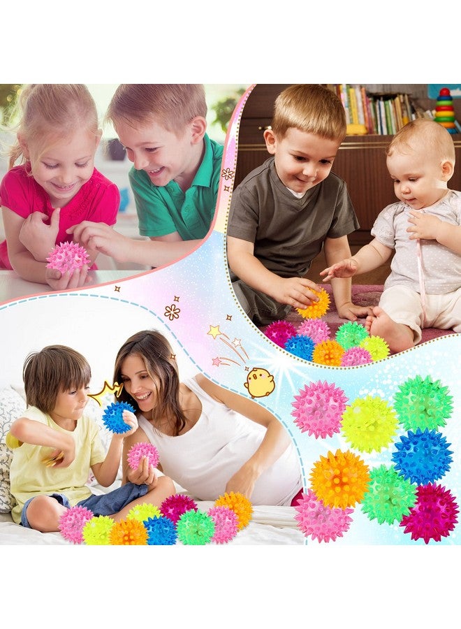 Charniol 60 Pack Light Up Spike Rubber Ball Led Spiky Ball Strobe Flashing Sensory Toy Bouncy Flash Stress Ball For Adults, Teens, 2.17 Inch - Image 4