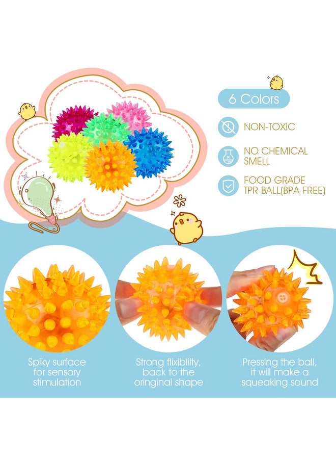 Charniol 60 Pack Light Up Spike Rubber Ball Led Spiky Ball Strobe Flashing Sensory Toy Bouncy Flash Stress Ball For Adults, Teens, 2.17 Inch - Image 3