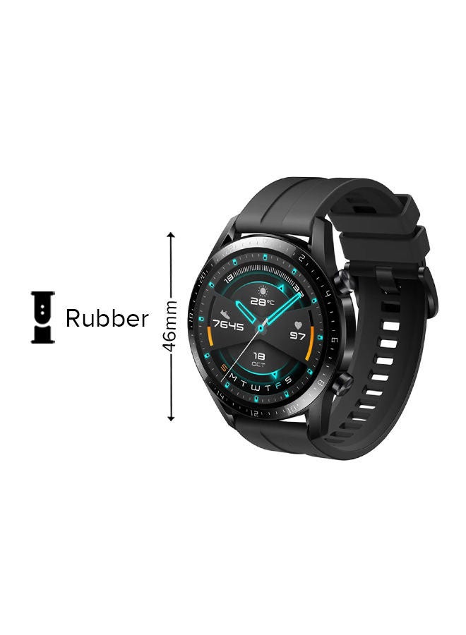 HUAWEI Watch GT2, 46mm, Stainless Steel, Black Fluoroelastomer Strap Matte Black - Image 3