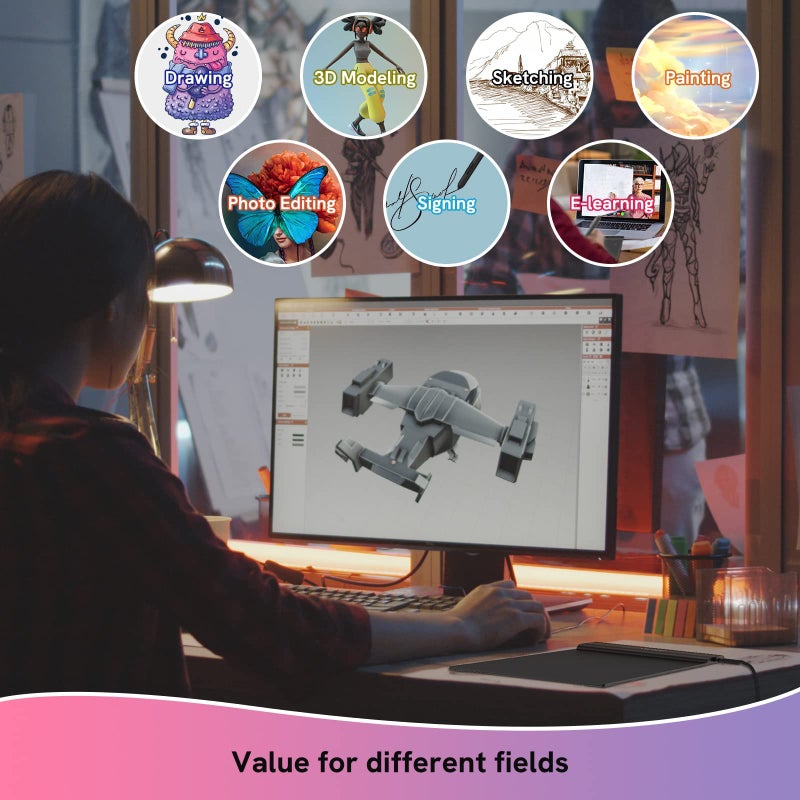 Veikk لوحة رسم، VEIKK S640 لوحة رسومات رقمية، 6x4 بوصة لوحة محمولة فائقة النحافة OSU!، قلم بدون بطارية للعبة OSU! وتدريس الدروس عبر الإنترنت، يدعم أنظمة Windows وMac وLinux وAndroid - Image 5