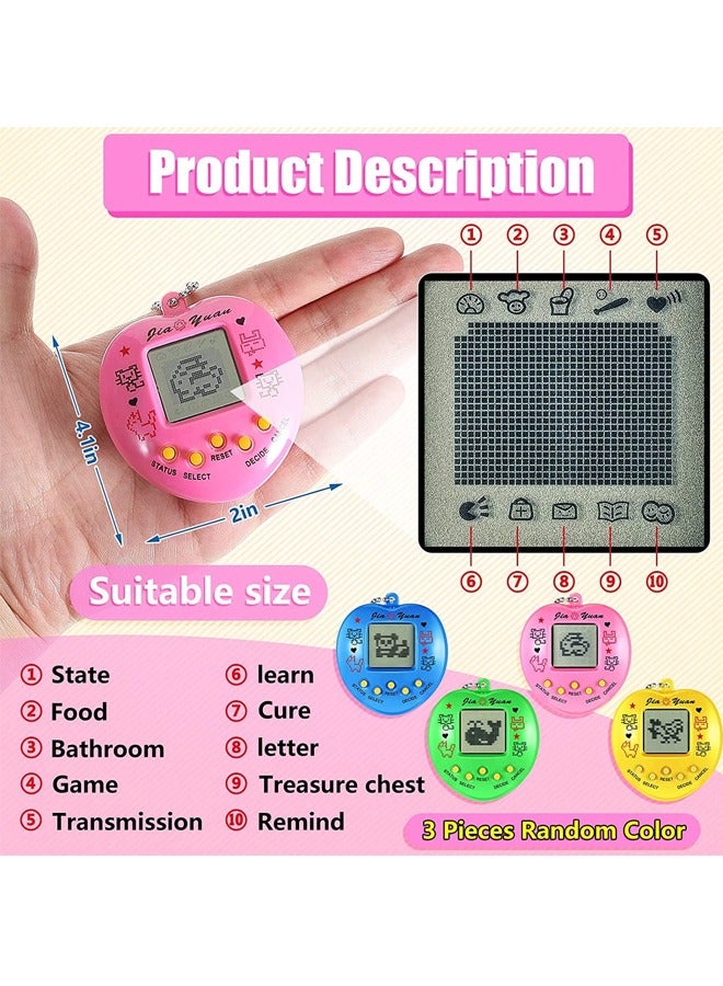 Excefore 4 قطع سلسلة مفاتيح حيوانات أليفة افتراضية، سلسلة مفاتيح حيوانات أليفة رقمية إلكترونية افتراضية، سلسلة مفاتيح لعبة، لعبة محمولة عتيقة، آلة لعبة تحمل ذكريات التسعينات، هدية حفلة للأولاد والبنات - Image 2