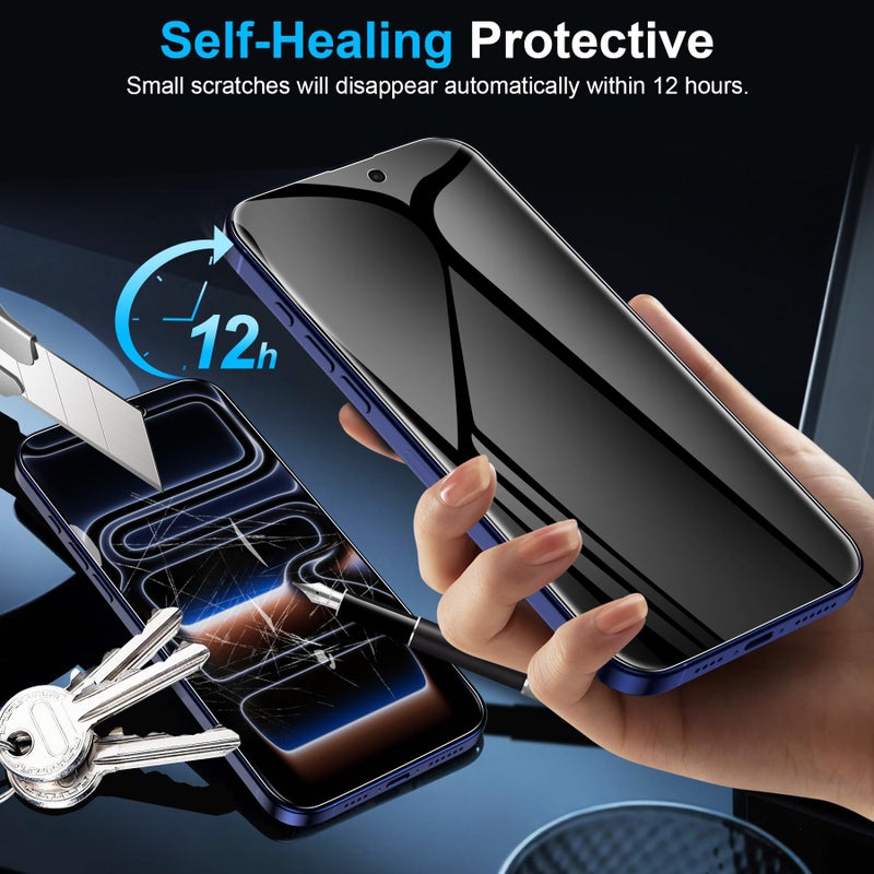 LYWHL 2 Pack for iPhone 17 Pro Privacy Screen Protector [Like Original Touch Sensitivity], Anti-Spy Private iPhone 17 Pro Film [Non-Glass], Case Friendly, Scratch-Resistant, Self-Healing - Image 4