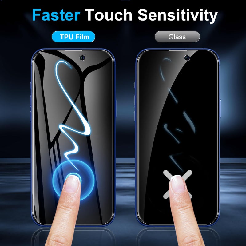 LYWHL 2 Pack for iPhone 17 Pro Privacy Screen Protector [Like Original Touch Sensitivity], Anti-Spy Private iPhone 17 Pro Film [Non-Glass], Case Friendly, Scratch-Resistant, Self-Healing - Image 2