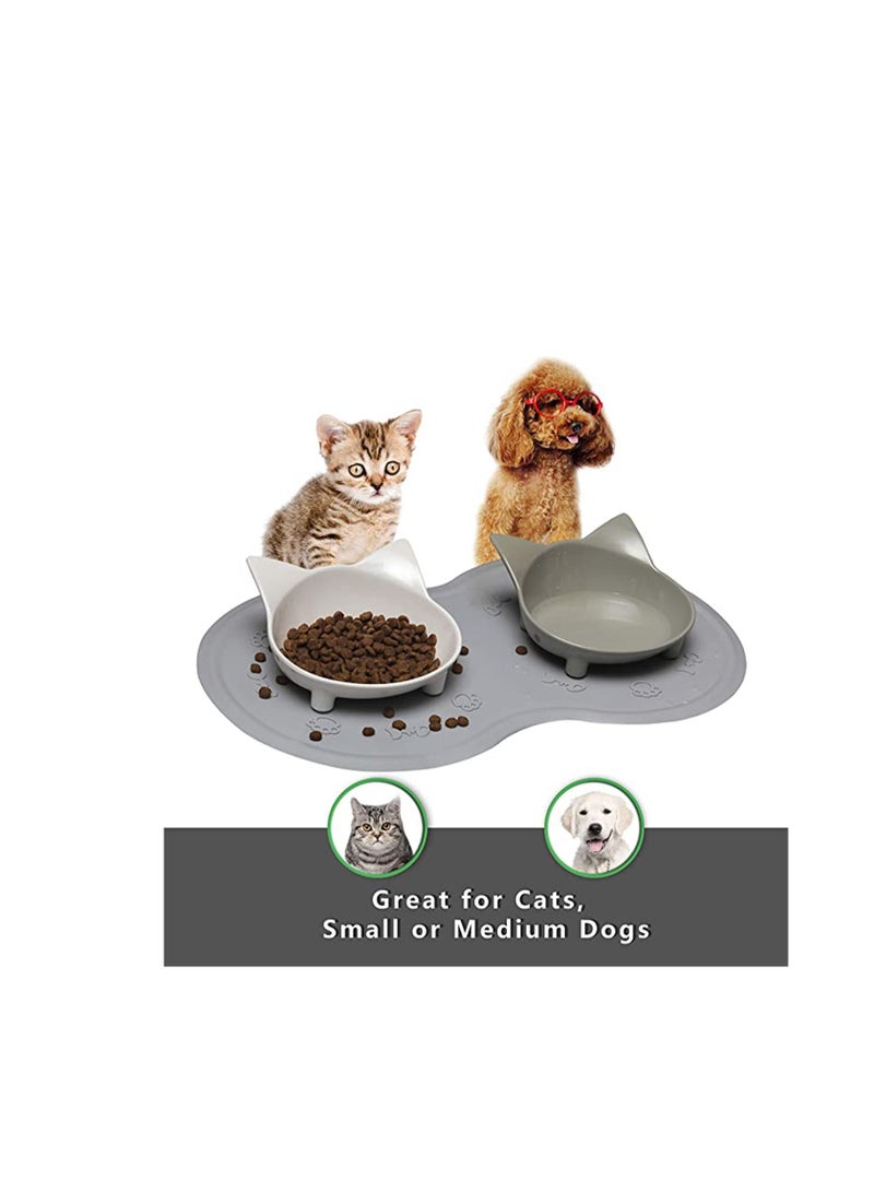 NIBEMINENT Waterproof Dog Cat Bowl Mat, Easy Wipe Cleaning and Clean, Pet Food Feeding FDA Silicone Placemat Tray, Non-Stick Pad Water - Image 2