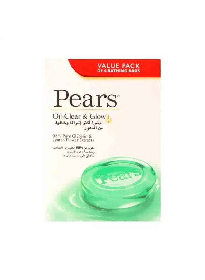 Pears Oil-Clear and Glow Soap Bar with Pure Glycerin and Lemon Flower Extracts- 4X125gms - Image 1