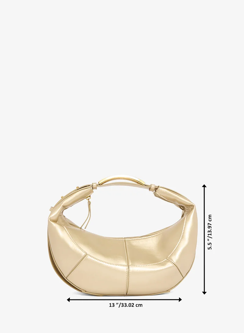 Namshi x Gold gold metallic statement handle bag for Women | Best Price UAE