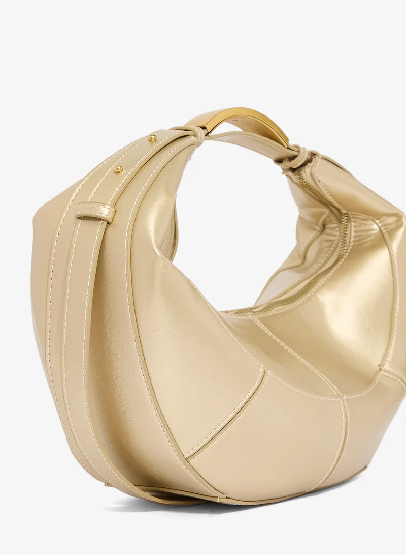 Namshi x Gold gold metallic statement handle bag for Women | Best Price UAE