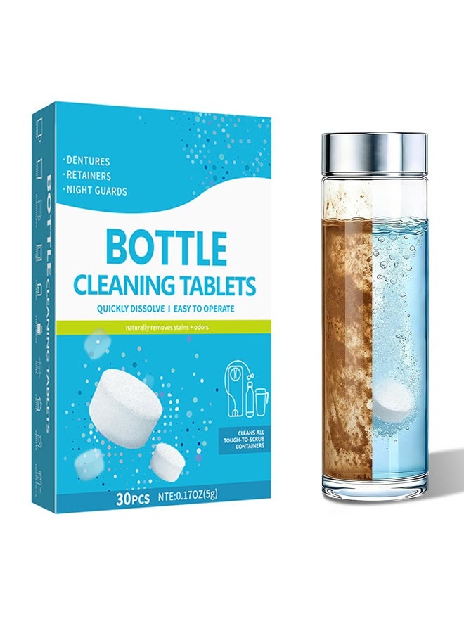 Water cup cleaning tablets, tea stain removal effervescent tablets, baby bottle and teapot cleaning tablets, limescale removal tablets, oxygen descaling tablets, Removes Odors, Stains, and Plaque, 30 Tablets - Image 1