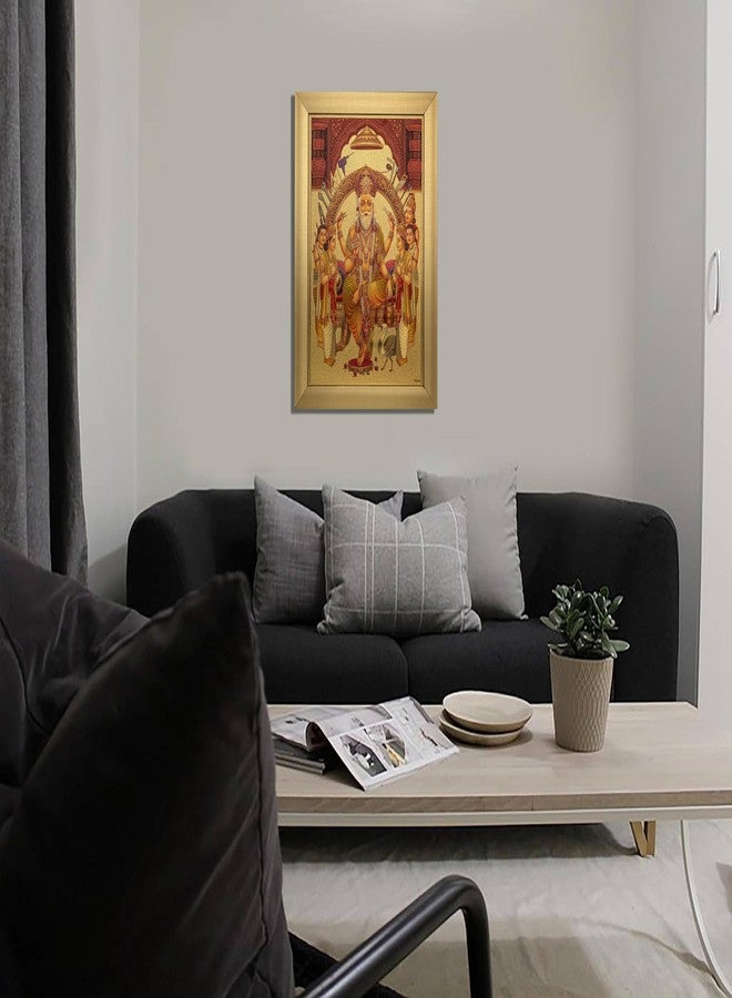 Anaadi Lord Vishwakarma Ji Thick Paper Golden Glitter Print Photo Frame | Wall Art Painting For Home Decoration & Gifting (GLD-22) - Image 2