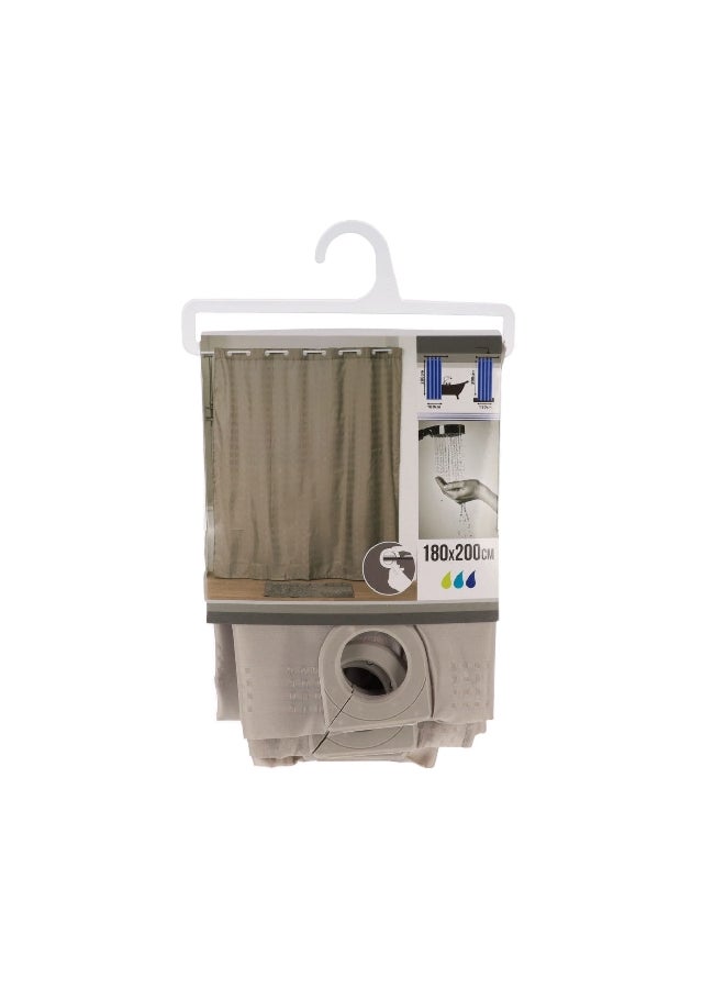 Tendance High Quality Polyester Shower Curtain with Integrated Eyelet Rings Taupe 180 x 200cm 1207165  - Image 2